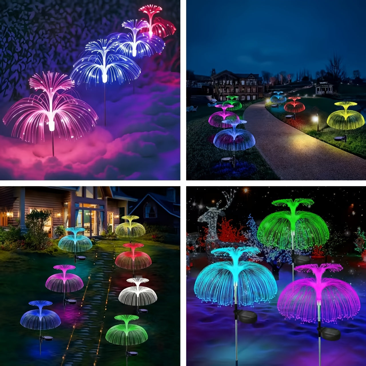 Luz de medusa alimentada por energía solar - Decoración de jardín al aire libre con LED que cambia de color, individual o de capas para patio, césped, camino, escenario y decoración de fiestas, luces al aire libre solares