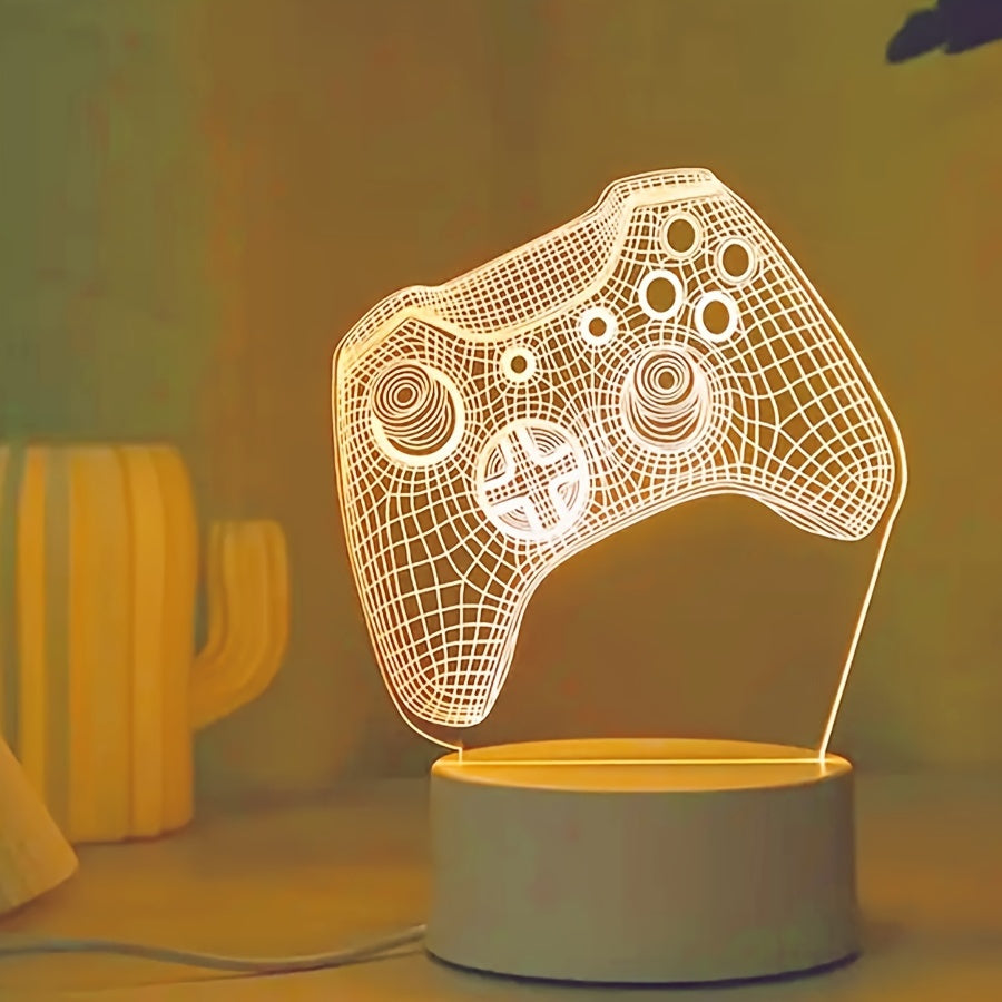 1 pieza de Luz Nocturna 3D con Temática de Juegos Modernos - Alimentada por USB, Brillo Blanco, Perfecta para Dormitorio, Sala de Estar y Decoración de Salón de Juegos, Regalo Ideal para Jugadores, Luz Ambiente | Lámpara Decorativa | Iluminación Artístic