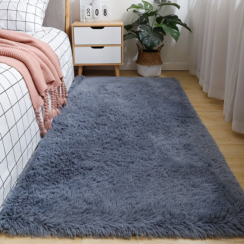 1 Unidad, Alfombra De Noche Larga De Felpa Ultrasuave, Alfombras De Dormitorio Peludas Y Esponjosas De Piel Sintética, Alfombrillas Simples Unicolor, Alfombrillas De Balcón Para Sala De Estar, Alfombra De Sala De Estar Para El Hogar, Decoración Del Hogar