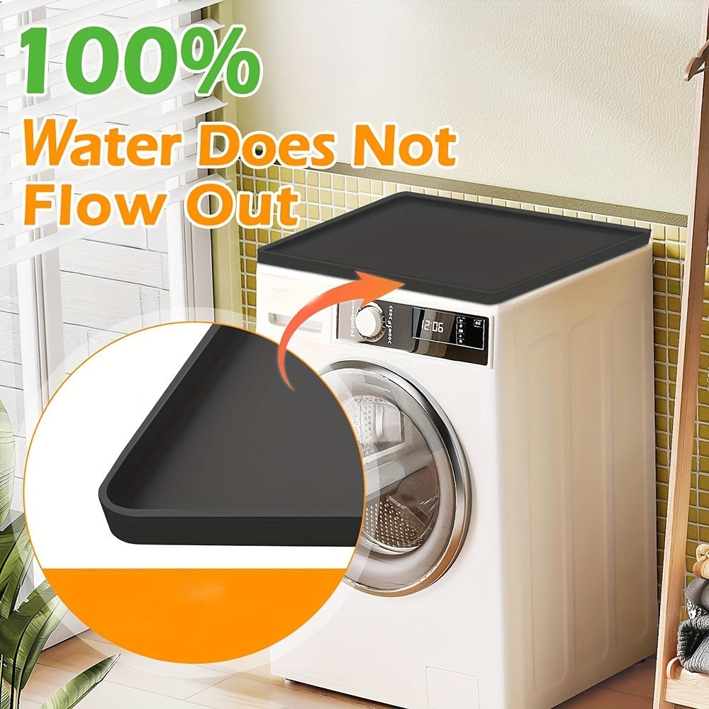 1 pieza, protector superior de lavadora y secadora de silicona negra, antideslizante, impermeable, duradero, para detergentes y suavizantes de ropa, ideal para accesorios de lavandería en casa, alfombrilla versátil para electrodomésticos, diseño a prueba