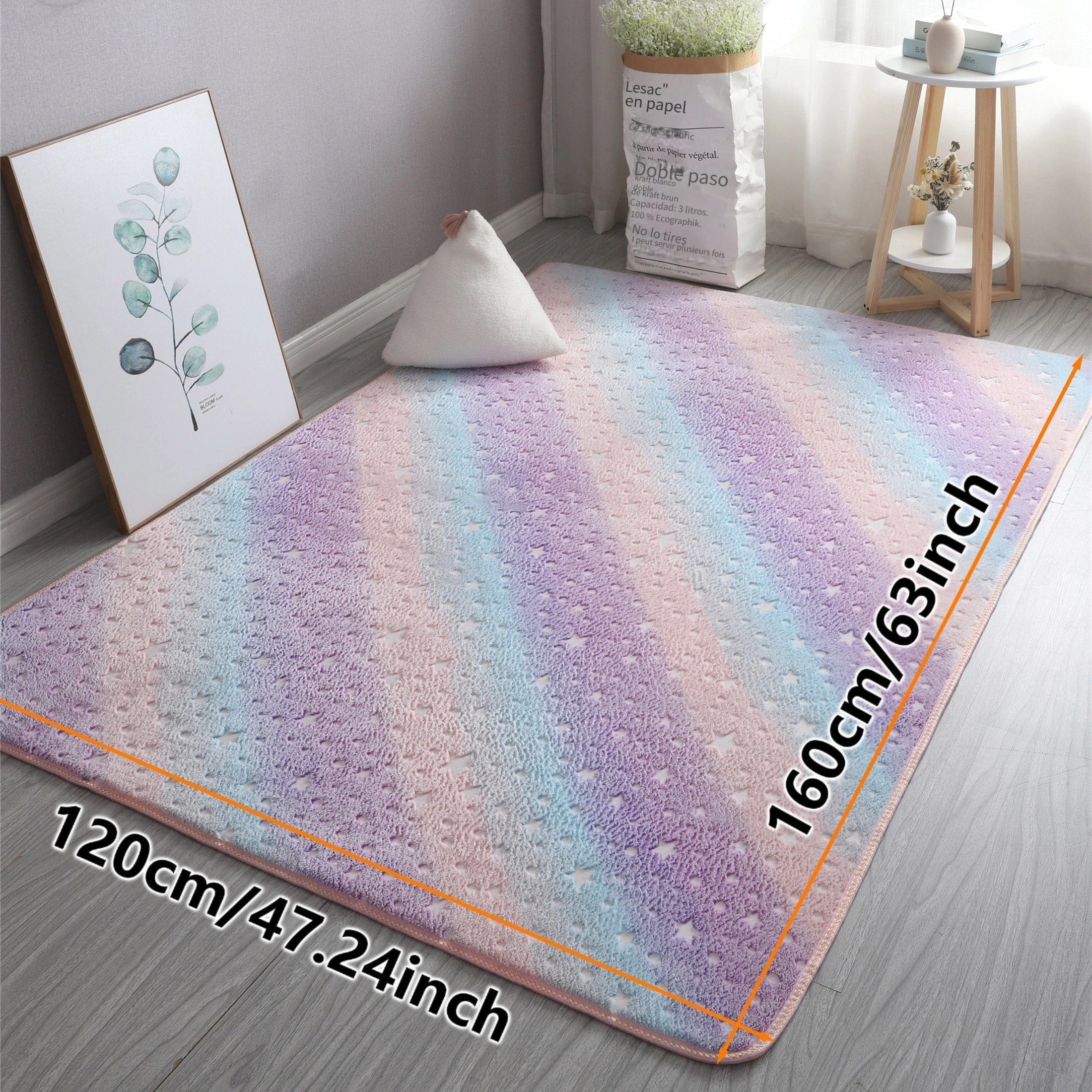 Suave Alfombra con Brillo Nocturno, Alfombra Rectangular Suave y Acogedora con Brillo Nocturno, Lavable a Mano y Perfecta para Dormitorio o Espacio Interior