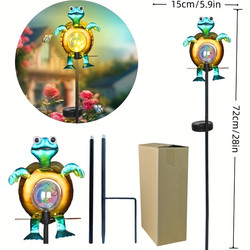 【1 Pieza】Luz Solar en Forma de Tortuga para Suelo, Estatua Decorativa Exterior, Adorno para Patio y Senderos del Jardín, Regalo para el Día del Padre y Festival del 5 de Mayo. Luz que Brilla en la Oscuridad - Ornamento de Paisaje con Figura de Tortuga Ma