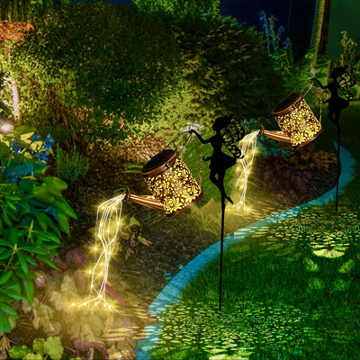 Mairuike Ruider Fairy Solar Water Boiler Light - Decoración de jardín al aire libre con candelabro de borla, tanque de agua solar y linterna de patio, resistente al plástico y el hierro, eficiente en energía para el patio trasero, porche y jardín - Regal