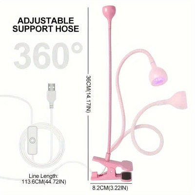 1-Pack Lámpara LED para Uñas con Cuello Flexible y Clip - Secador de Uñas USB, Curado Rápido sin Luz Libre, Manicura Pedicura Salón y Hogar, Sin Olor, Construcción en Acero Inoxidable/Plástico, Equipo de Pedicura
