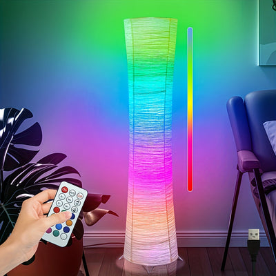 1 lámpara de suelo vertical de papel LED, control remoto, lámpara de suelo RGB con cambio de color, alimentación por USB, adecuada para sala de estar, dormitorio, estudio, sala de juegos.