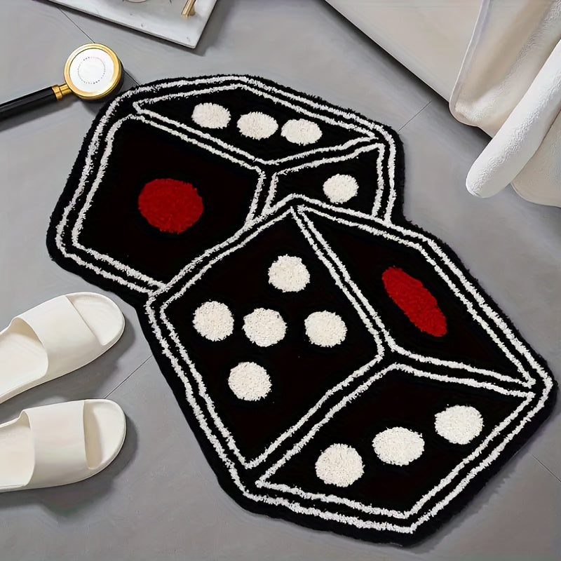 Alfombra de dados con forma - Sala de estar, dormitorio, baño y decoración del hogar. Alfombras de área de pila súper suave, alfombras decorativas de cabecera para dormitorio. Patrones de dados lavables a máquina, alfombras absorbentes y antideslizantes