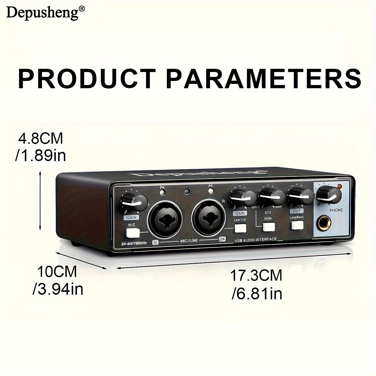 Interfaz de Audio USB de Alta Fidelidad Depusheng con Micrófono, 24-Bits/192kHz, XLR, Alimentación Fantasma, Convertidor de Precisión Integrado para Muestreo Preciso de hasta 24-Bits/192kHz - ABS Duradero, Negro - Ideal para Streaming y Grabación de Músi