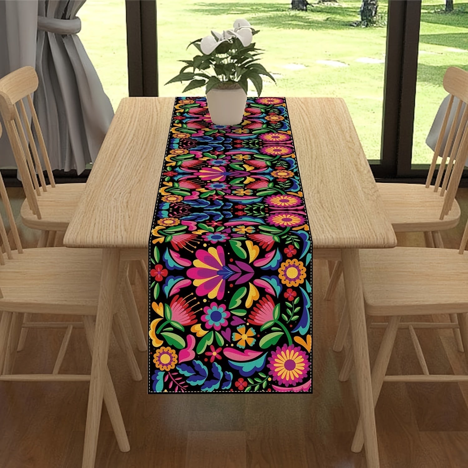 1 Pieza, Mantel Para Mesa Colorido, Para Fiesta Mexicana, Decoración Larga De Mesa De Lino Para Cinco De Mayo, Decoración Del Día De Los Muertos, Suministros Para El Hogar Para El Día De Los Muertos