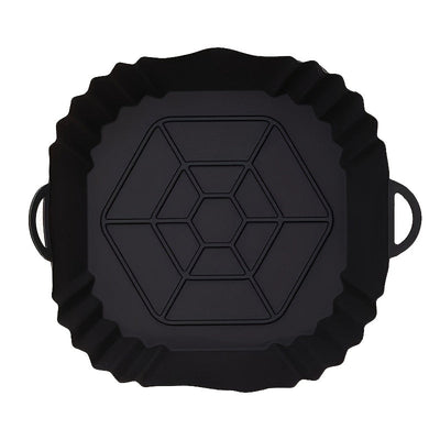 1pc Bandeja Reutilizable de Silicona para Freidora de Aire - Plato Hexagonal Antiadherente, Seguro para Microondas y Freidoras, Fácil Limpieza, Silicona Alimentaria para Cocina Saludable, Resistente hasta 450°F, Compatible con la Mayoría de Freidoras