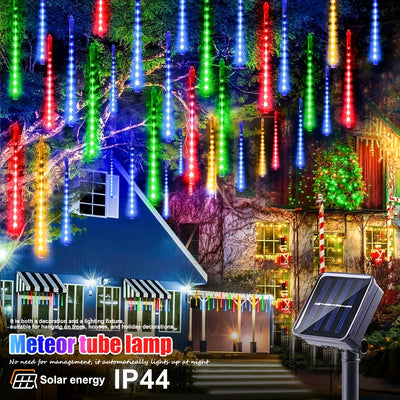 1 pieza de Luz Solar LED de Lluvia Meteórica, Luz para Jardín Exterior, 50.06cm/30.0cm con 8 Tubos para Patio, Paisaje, Barra, Tienda, Calle, Centro Comercial en Acción de Gracias, Navidad, Halloween, Boda, Decoración del Árbol de Navidad, Iluminación Ex
