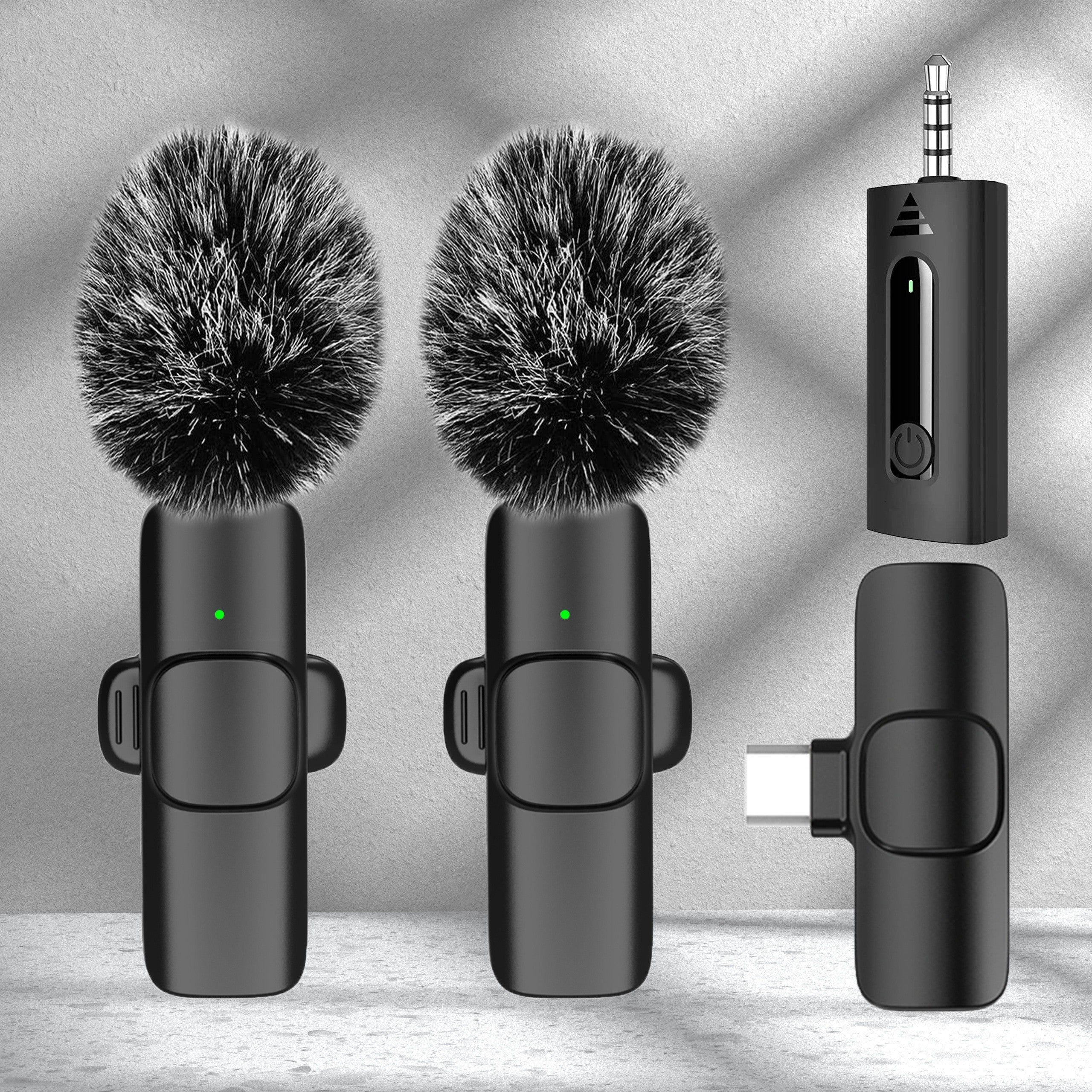 HOOSHU Micrófono inalámbrico de collar para iPhone y otros dispositivos Android, paquete de 2 unidades