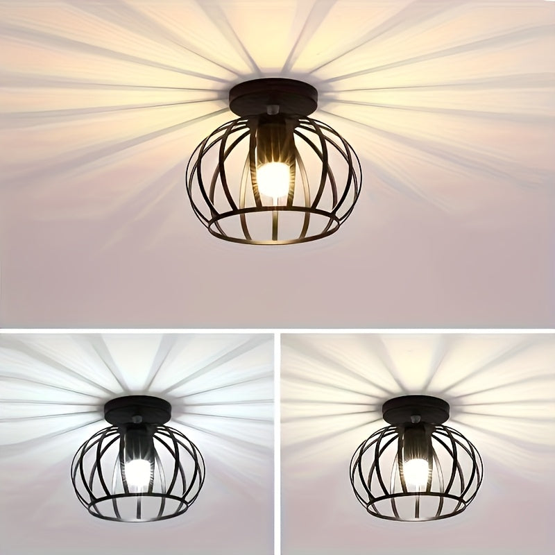 1pc, Lámpara Colgante Rústica con Base E27, Luz de Techo para Pasillo, Comedor o Dormitorio, Diseño Retro Industrial, Lámpara de Techo Tipo Granja para Isla de Cocina, Montaje Directo (Sin Bombilla)