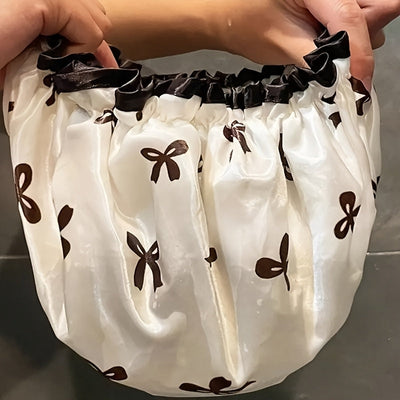 1 gorro de baño doble capa para mujer, reutilizable, con estampado floral y bordes con volantes, ideal para spa y salón, accesorios para baño, accesorios para ducha | Gorro con estampado floral | Diseño de doble capa
