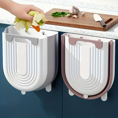 1pc Cubo de Basura Plegable Compacto con Gancho para Gabinete - Diseño Minimalista Moderno y Rectangular, Recipiente Portátil de Plástico Duradero para Cocina y Baño, Sin Necesidad de Electricidad, Papelera Elegante, Fácil Limpieza
