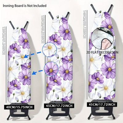 Funda de tabla plana de hierro de alta resistencia con diseño floral - Tamaño estándar, relleno completo, bordes elásticos, lavable en máquina, no incluye tabla plana, accesorio para habitación de lavado, decoración de habitación de lavado, 2D plana