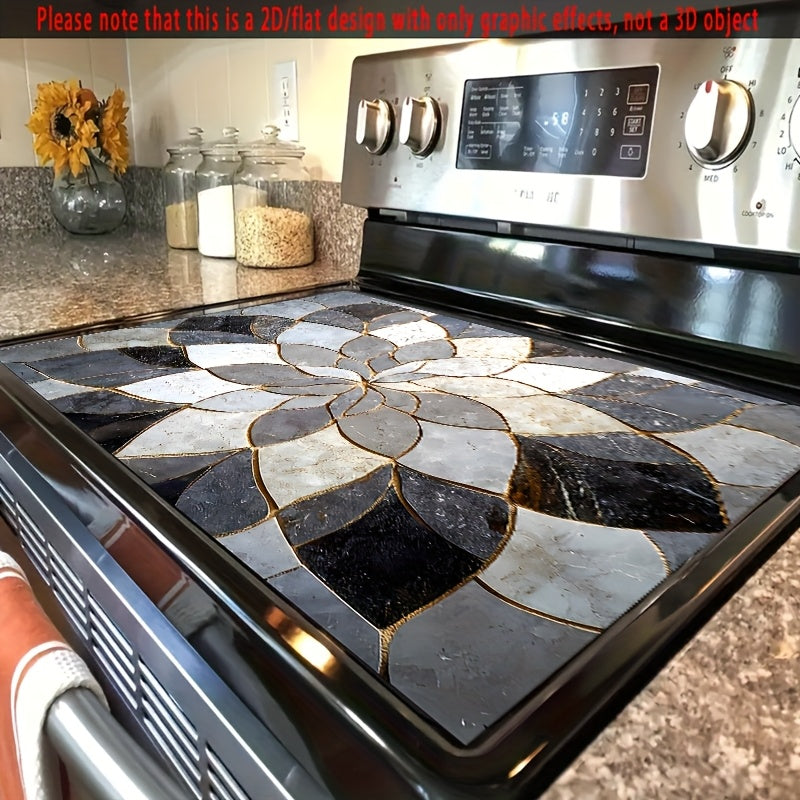 1 pieza de alfombrilla de estufa elegante con diseño de mármol, resistente al deslizamiento, cubierta protectora de poliéster para hornillas y escritorios, accesorio de cocina de alta calidad, diseño negro y blanco, resistente al calor, antideslizante, d