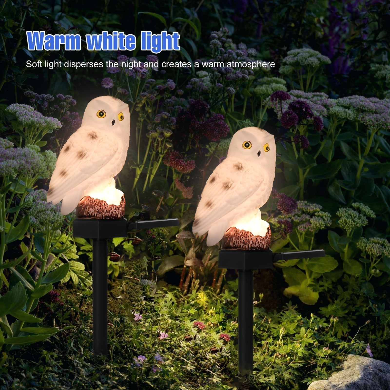 1 Lámpara LED Solar, Lámpara de Tronco de Jardín de Búho - Diseño Realista, Adecuada para Villas, Jardines, Parques y Corredores Iluminación de Paisajes Exteriores Automática, Material de Resina de Alta Calidad, Instalación Fácil