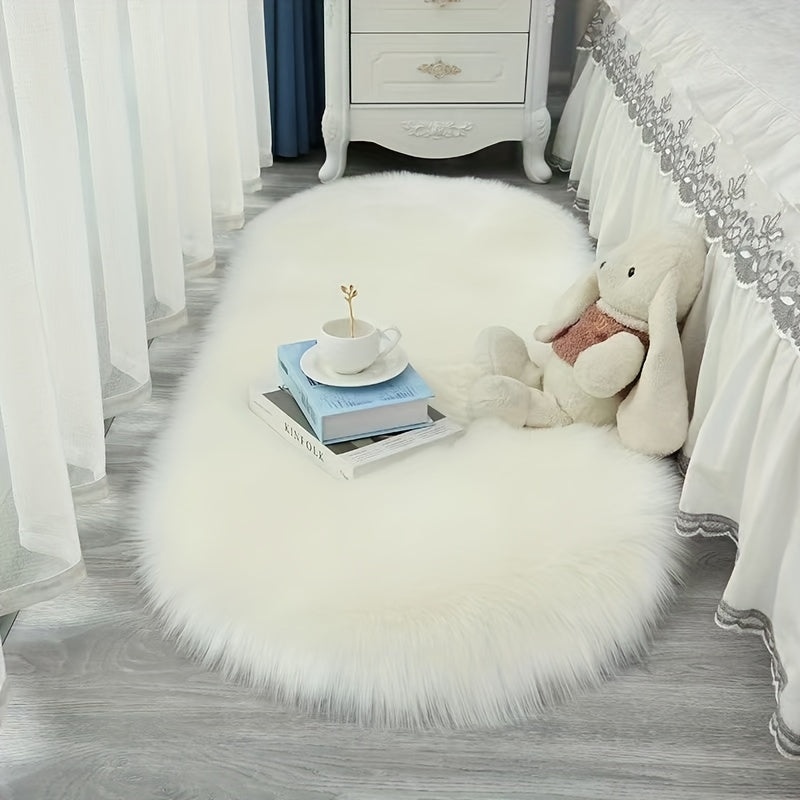 Alfombra de peluche lujosa y suave, 80% acrílico y 20% poliéster, lavable a máquina, liviana y de color sólido para dormitorio, sala o balcón - Uso en interiores