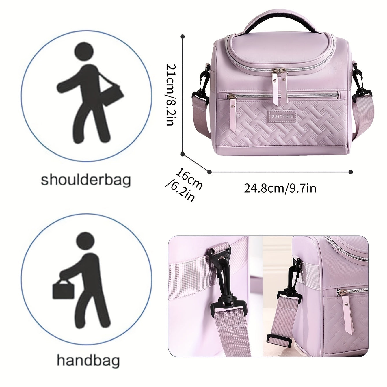 1 caja de almuerzo aislada CJORWYN para mujeres y hombres - Bolsa refrigerante de gran capacidad con correa de hombro ajustable, poliéster duradero, sin contacto con alimentos, ideal para oficina, escuela, picnic, camping, viajes, caja de almuerzo aislada