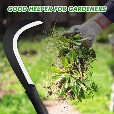 Cuchilla de hierro de acero de alta calidad para jardinería, poda y cortar leña - Cuchillo de hierro de acero de manganeso duradero con estructura, tratamiento de agua y fuego, ideal para acampar al aire libre, cortar césped y cosechar cultivos, herramie