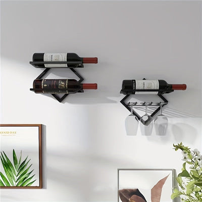 1pc Estante de Vino Montado en Pared para Botella Única - Diseño Ahorrador de Espacio en Metal con Acabado Mate, Almacenamiento Seguro y Estilo Minimalista Moderno para Barra del Hogar, Cocina, Comedor, Decoración Contemporánea, Acabado Elegante