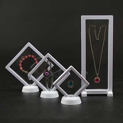 10 piezas Conjunto de caja de exhibición flotante de acrílico - Caja de almacenamiento de joyería suspendida de plástico claro con soportes, organizador versátil para pulseras, anillos, aretes, collares, cajas de joyería