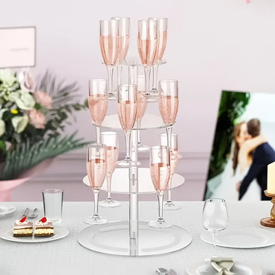 Soporte de champán de acrílico moderno y lujoso, con capacidad para martinis y margaritas, soporte de copas de cóctel, estante de bebidas escalonado multifuncional, adecuado para bodas, bares y reuniones de fiesta.