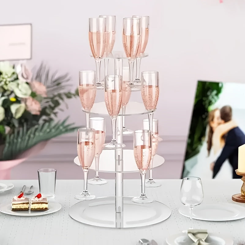 Soporte de champán de acrílico moderno y lujoso, con capacidad para martinis y margaritas, soporte de copas de cóctel, estante de bebidas escalonado multifuncional, adecuado para bodas, bares y reuniones de fiesta.