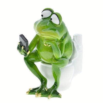 Figura de Risa de Resina con Diseño de SmartPhone para Baño - Decoración Caprichosa de Inodoro de 14.48cm, Decoración Interior/Exterior para Sala de Estar, Oficina o Estudio