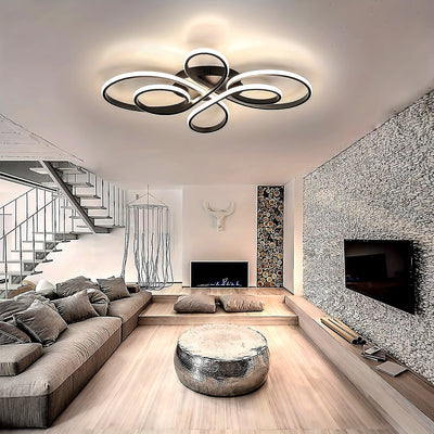 Luz de techo LED moderna, 3000K/4000K/5000K Lámpara de techo negra LED, Luz de techo de acrílico con forma de flor creativa LED para balcón, pasillo, dormitorio, sala de estar