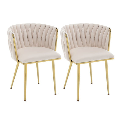 2 piezas de sillas de comedor tapizadas de terciopelo de estilo clásico, respaldo sólido, estructura de metal, diseño de tejido elegante, con mantenimiento de limpieza, para cocina, cafetería, sala de estar - Compatible con pisos duros, sin materiales de