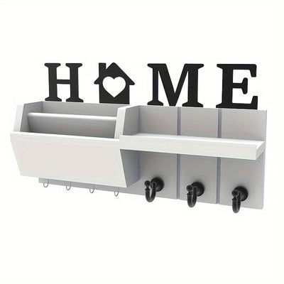 Soporte de llaves de madera contemporáneo con 7 ganchos - Organizador de entrada de pared para hogar, oficina, dormitorio, pasillo - Acabado marrón, almacenamiento de pared | Estilo contemporáneo | Construcción de madera, soporte de llaves de pared