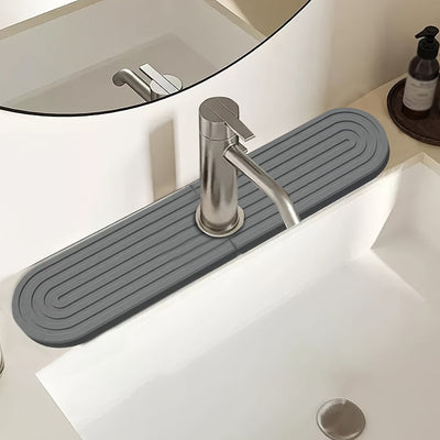 Alfombrilla de Fregadero de Cocina de Tierra de Diatomeas de Secado Rápido - 39.37cm Súper Absorbente, Bandeja de Grifo Resistente a la Humedad con Papel de Lija Incluido - Gris Claro