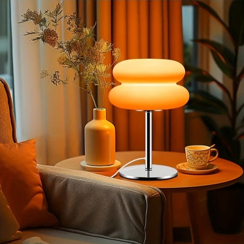Lámpara de mesa decorativa de diseño vintage, creativa y nórdica, estilo moderno de mediados del siglo XX, lámpara de mesa creativa Bauhaus, dormitorio, estudio, luz nocturna, ambiente retro, lámpara de mesa de pie, cama.