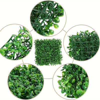Pared de Hierba Artificial, 25cm x 25cm (10 o 20 piezas de Paneles de Pared Verde Artificial, Protección UV Paneles de Buxo Verde, Decoración de Pared de Plantas para Interiores y Exteriores y Cubierta de Valla para Privacidad