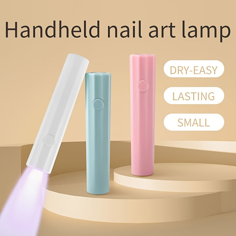 Luz de arte de uñas eléctrica recargable - Lámpara de secado de esmalte de uñas inalámbrica alimentada por USB con 3 colores (blanco/azul/rosa), diseño compacto y portátil para manicura en casa, arte de uñas DIY, secado rápido, estilo elegante, plástico