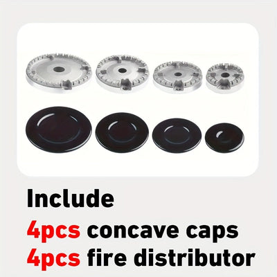 Juego de 4 Cubiertas de Extinción de Fuego Cóncavas + Juego de 4 Divisores de Fuego para Sabaf, Cubierta de Quemador de Horno, Accesorios para Estufa de Gas, Quemador de Horno\Estufa de Gas Sabaf, Juego de Quemador Cóncavo