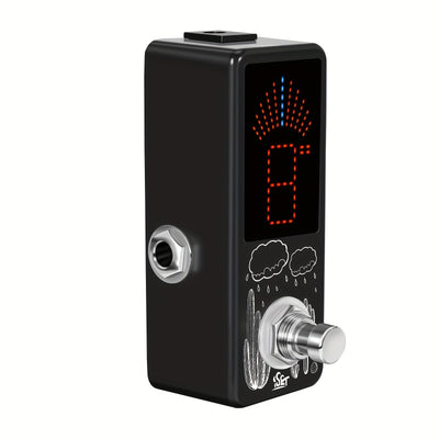 Pedal de Afinador para Guitarra Eléctrica con Pantalla LCD Digital - Sintonización Ultra Sensible, Reducción de Ruido USB, Clip Integrado, Compatible con Pedalboard Profesional y En Vivo, Acabados Metálicos Elegantes, Electrónica de Alta Calidad
