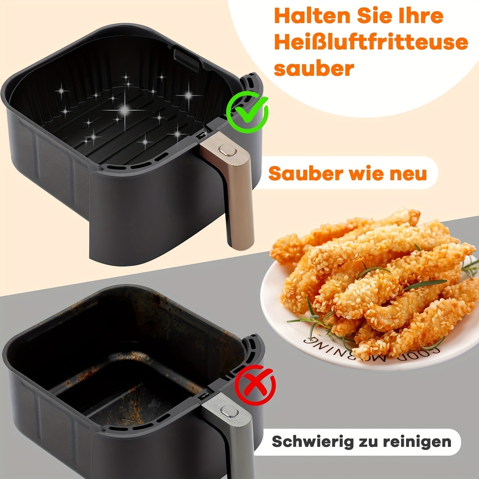 Molde de silicona para freidor de aire caliente, para Cosori TurboBlaze 5.5L/6L/6.2L/6.4L, Philips XXL 7.2L/8.3L, Russell Hobbs 8L/8.3L, Philips 2000 Series 6.2L NA230, inserto de silicona para freidor de aire.
