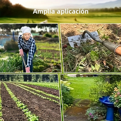 1/2 piezas, herramienta de desmalezamiento de jardín de acero al carbono de alta resistencia - 3 capas, desmalezador de metal multiusos, aerador de suelo, cortador de raíces y rompedor de madera roja, construcción duradera para jardinería y cuidado de cé