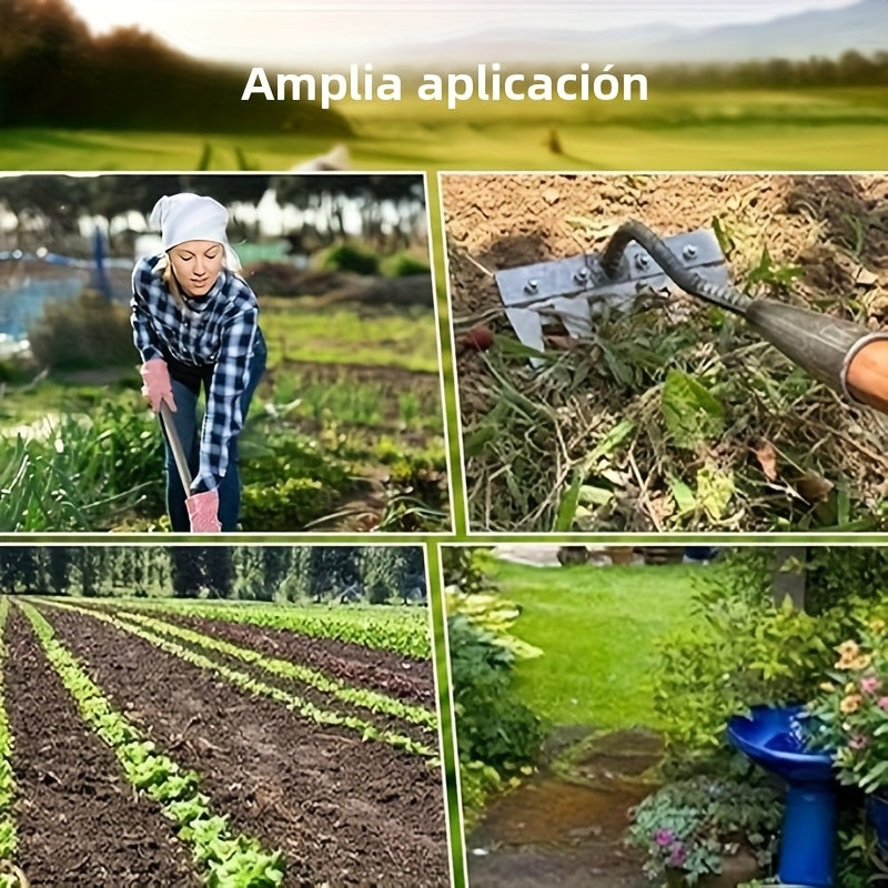 1/2 piezas, herramienta de desmalezamiento de jardín de acero al carbono de alta resistencia - 3 capas, desmalezador de metal multiusos, aerador de suelo, cortador de raíces y rompedor de madera roja, construcción duradera para jardinería y cuidado de cé