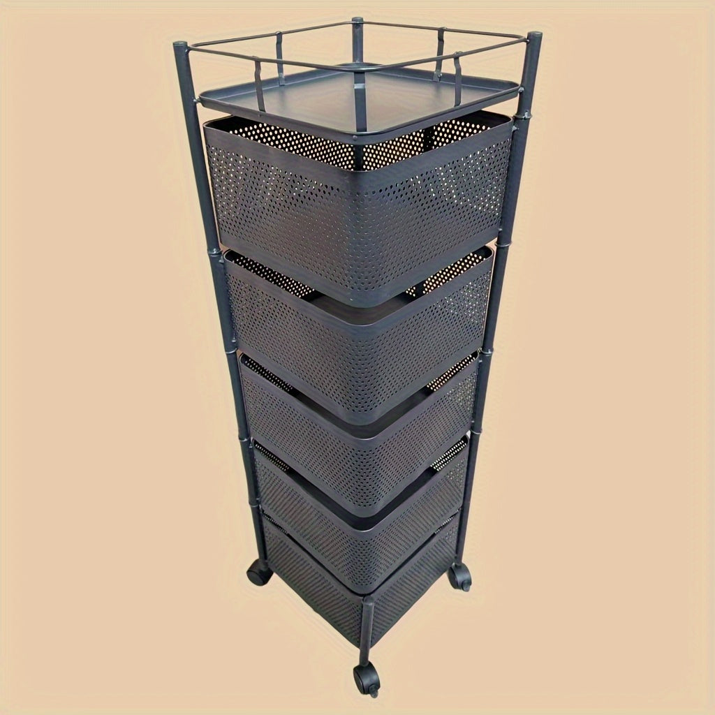 Carro de cocina metálico. Estante abierto cuadrado para almacenamiento. Estantería multifuncional con 6/4 niveles a elegir. Sin necesidad de montaje, sin operación eléctrica, espacio de almacenamiento cuadrado