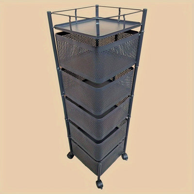 Carro de cocina metálico. Estante abierto cuadrado para almacenamiento. Estantería multifuncional con 6/4 niveles a elegir. Sin necesidad de montaje, sin operación eléctrica, espacio de almacenamiento cuadrado