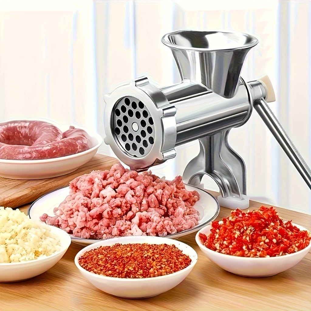 1 pieza de molinillo de alimentos manual y relleno de salchichas - Molinillo de carne de mano con placas reemplazables para carne picada, verduras, salchichas caseras | Herramienta de cocina duradera para pequeñas cocinas, rallador de verduras, elaboraci