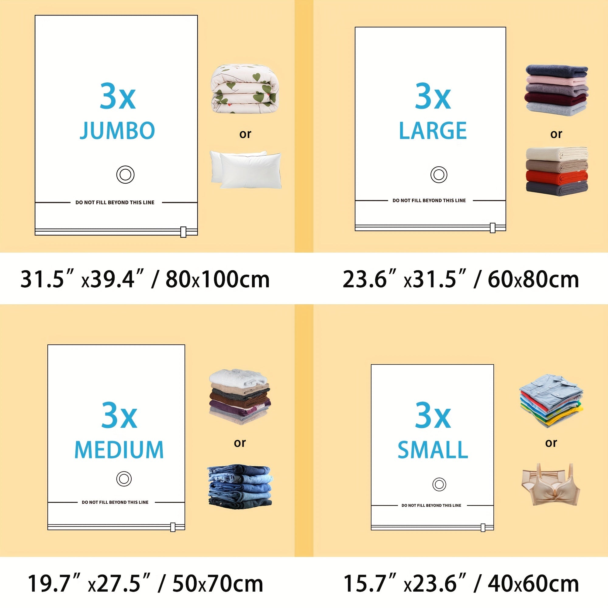 6/8/12pcs Bolsas De Almacenamiento Al Vacío, Bolsas Selladoras De Almacenamiento Al Vacío Ahorradoras De Espacio Para Ropa, Ropa, Ropa De Cama, Edredón, Manta
