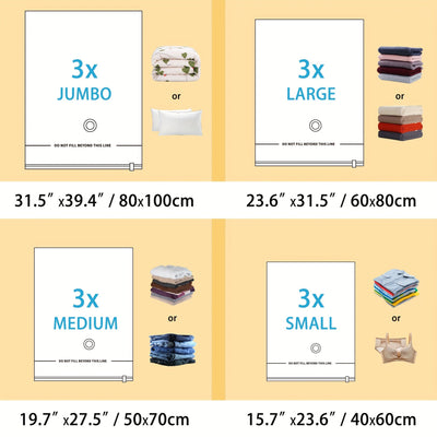 6/8/12pcs Bolsas De Almacenamiento Al Vacío, Bolsas Selladoras De Almacenamiento Al Vacío Ahorradoras De Espacio Para Ropa, Ropa, Ropa De Cama, Edredón, Manta