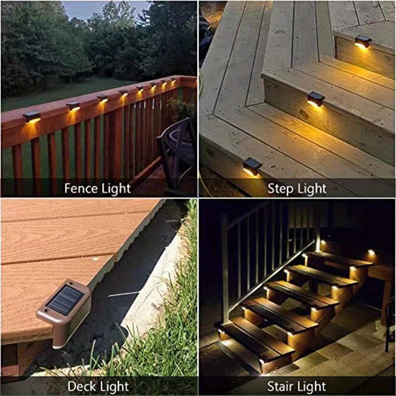 16 piezas de luces solares para exteriores, iluminación exterior, luces por inducción, luces decorativas, iluminación paisajística, luces LED para escalones, adecuadas para balcones, terrazas, escaleras, cercas y jardines