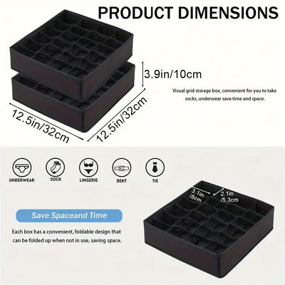 Caja organizadora plegable de 24 divisiones para ropa interior, multifuncional, colapsable, ideal para organizar ropa interior, pañuelos, corbatas, cinturones, calcetines y ropa en el hogar