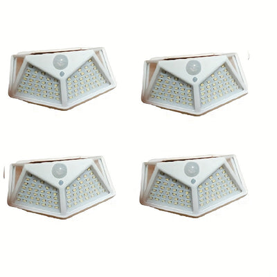 Luces solares para exteriores [100 LED / 3 modos de operación], lámpara de seguridad solar con sensor de movimiento, ideal para jardín, cerca, patio, cochera y terraza