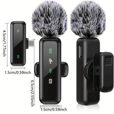 Micrófono Lavalier inalámbrico mini para teléfonos Android, tabletas y PC con entrada Type-C, micrófono de solapa con clip giratorio y reducción de ruido, ideal para vlog, TikTok, YouTube y podcast